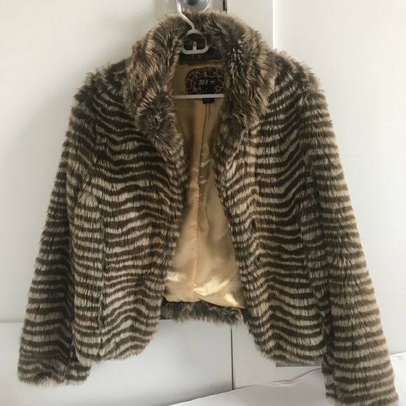 Vintage Faux Fur Animal Stripe Print Jacket - Picture 1 of 8